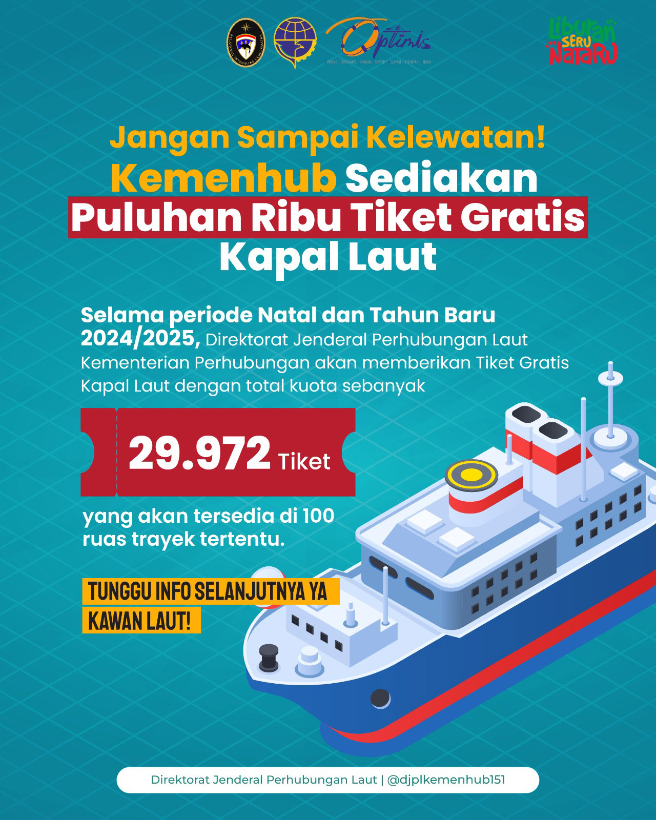 Kemenhub Bagikan 29.972 Tiket Kapal Laut Gratis, Begini Carannya