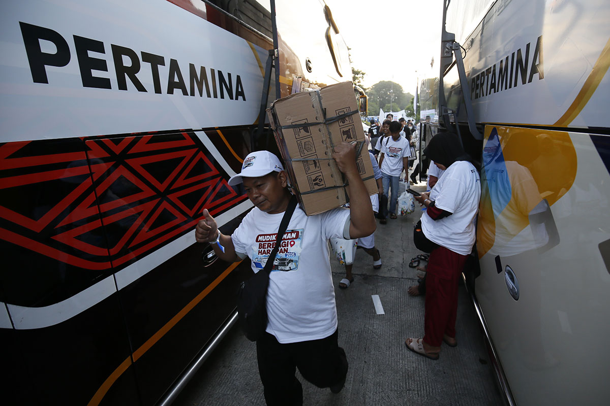 Ribuan Warga Ikut Mudik Gratis Pertamina 2026, 53 Bus Menuju 23 Kota di Jawa
